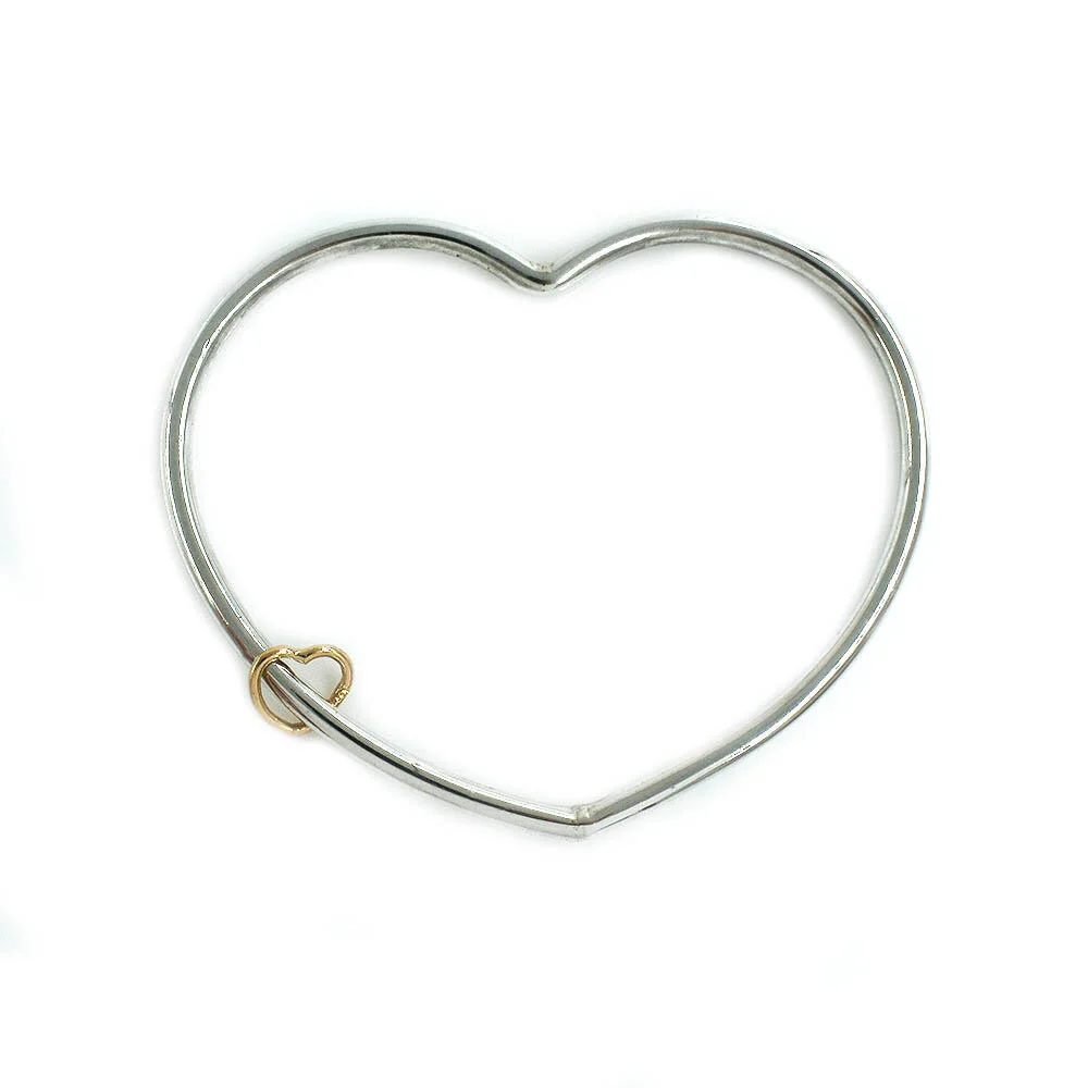 James Cleland Heart Bangle Bracelet Sterling Silver Gold
