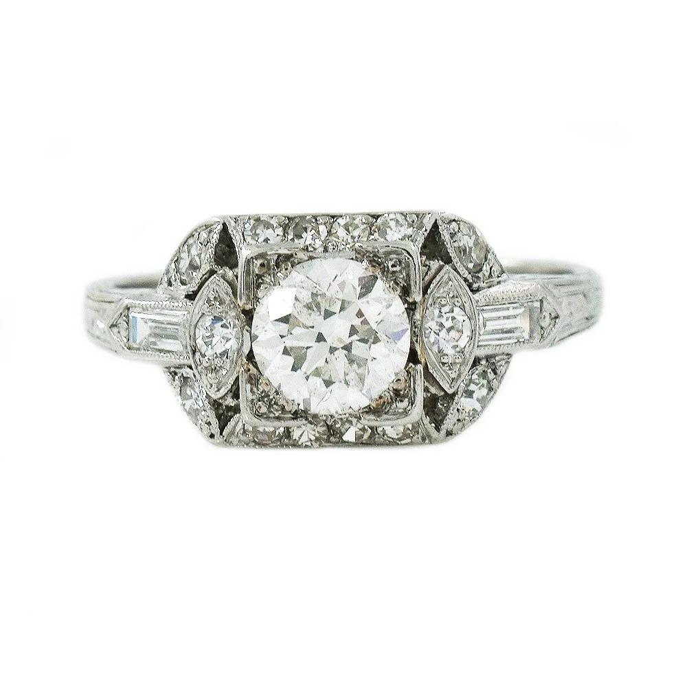 Antique Diamond Ring Platinum 0.60 Carat