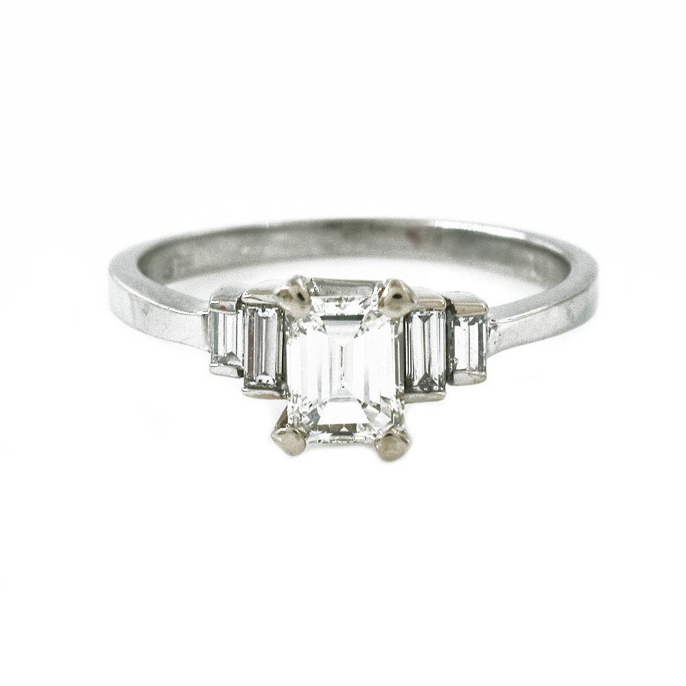 Emerald Cut Diamond Engagement Ring Gold 0.61 Carat with EGL Report Report