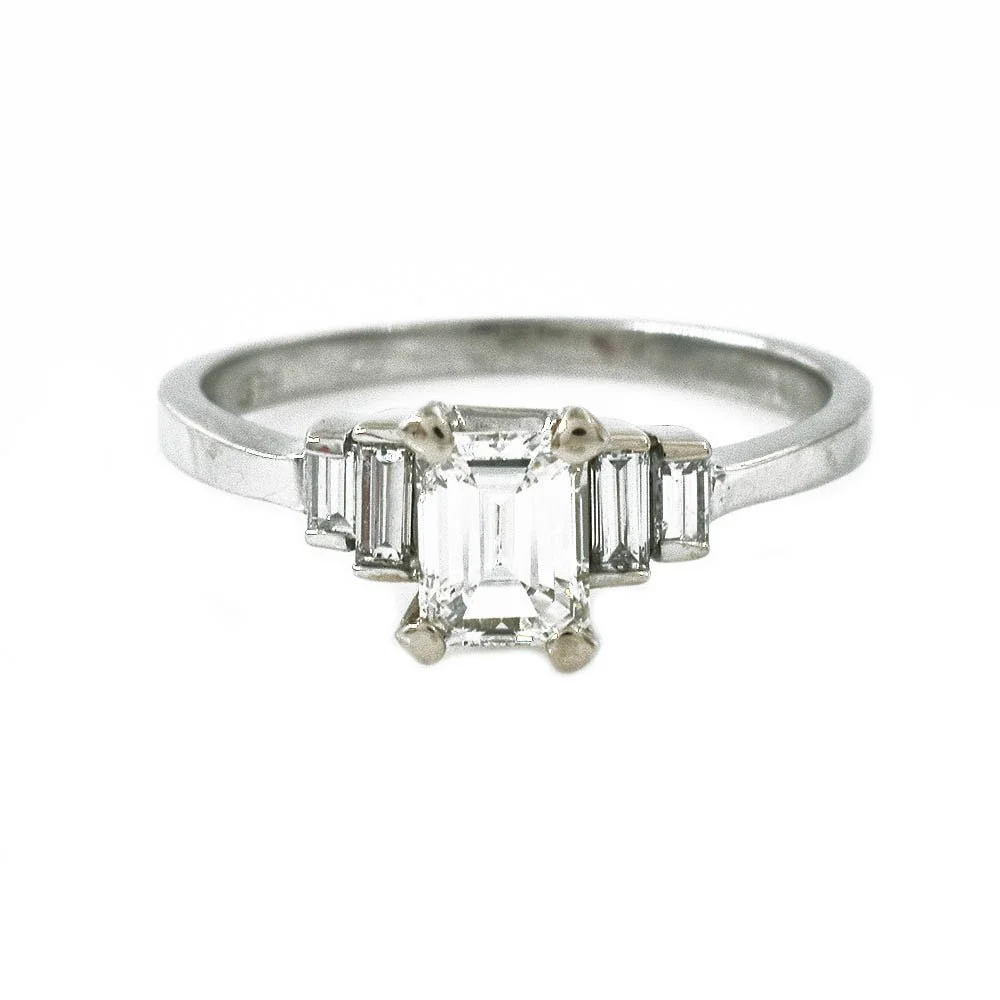 Emerald Cut Diamond Engagement Ring Gold 0.61 Carat with EGL Report