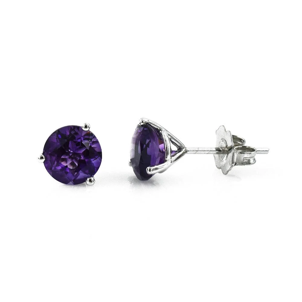 Amethyst Stud Earrings White Gold 6mm