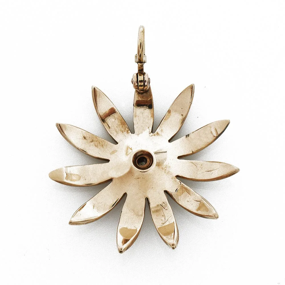 Diamond Seed Pearl Flower Pendant Gold | Antique & Estate