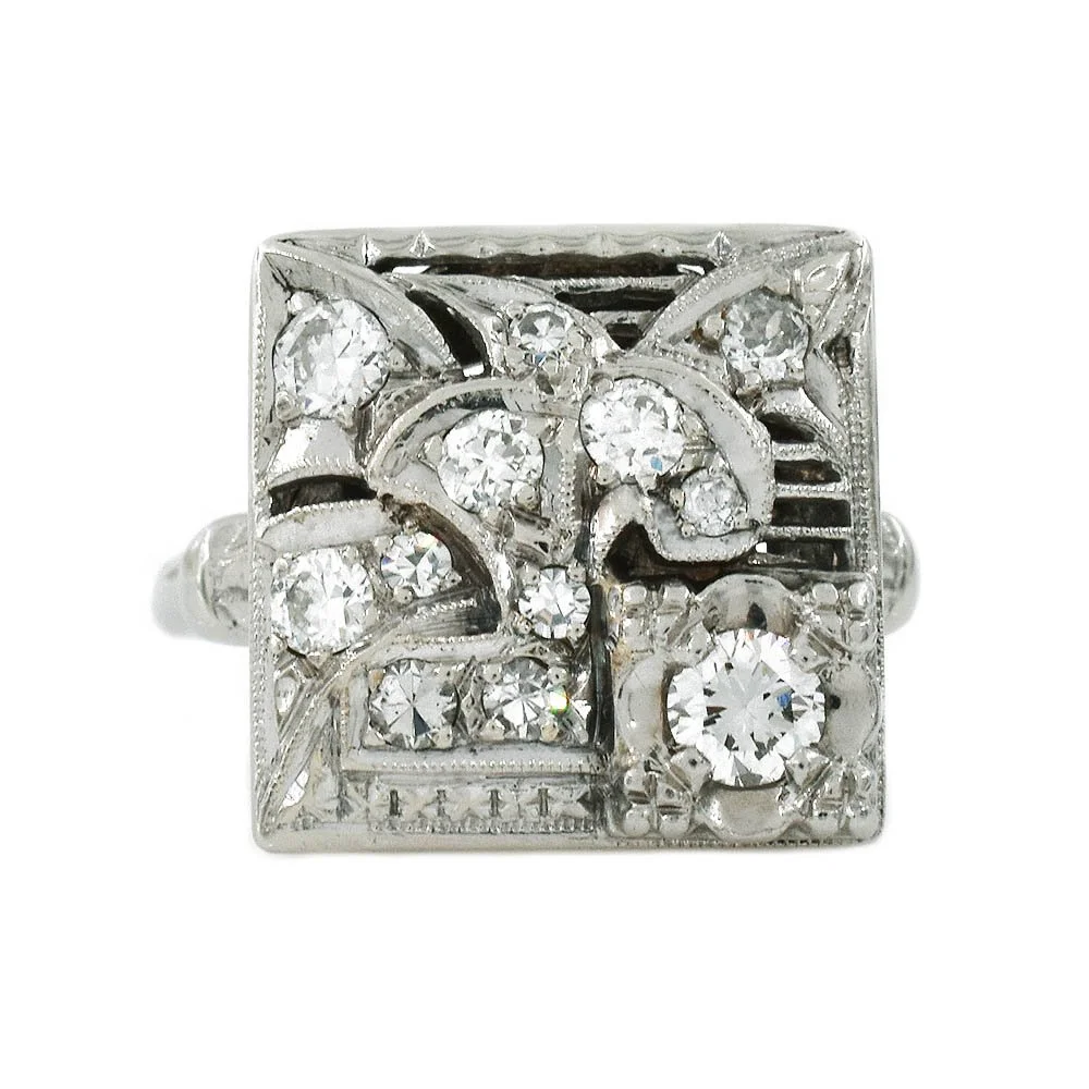 Art Deco Square Diamond Ring Gold