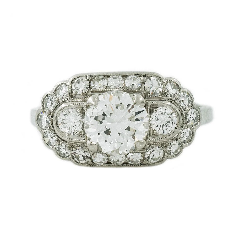 Antique Diamond Ring Platinum 1.00 Carat