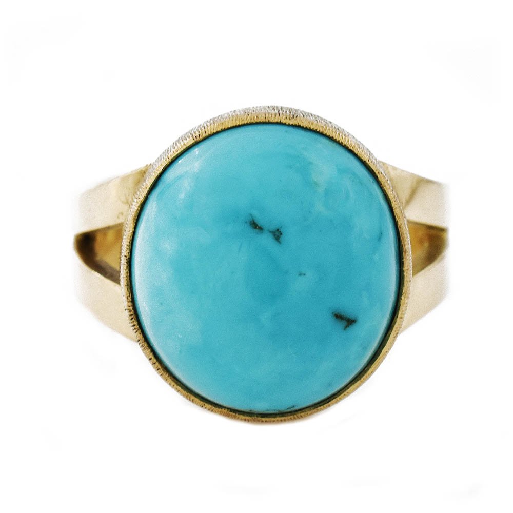 Oval Cabochon Turquoise Gold Ring