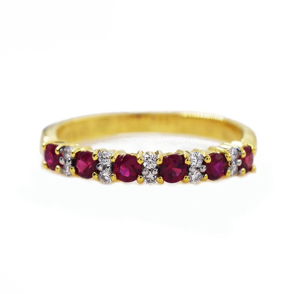 Ruby Diamond Gold Band Ring