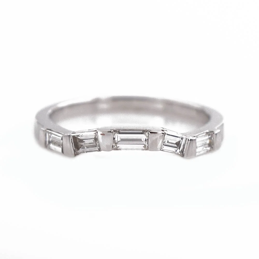 Contoured Baguette Diamond Band Ring Gold