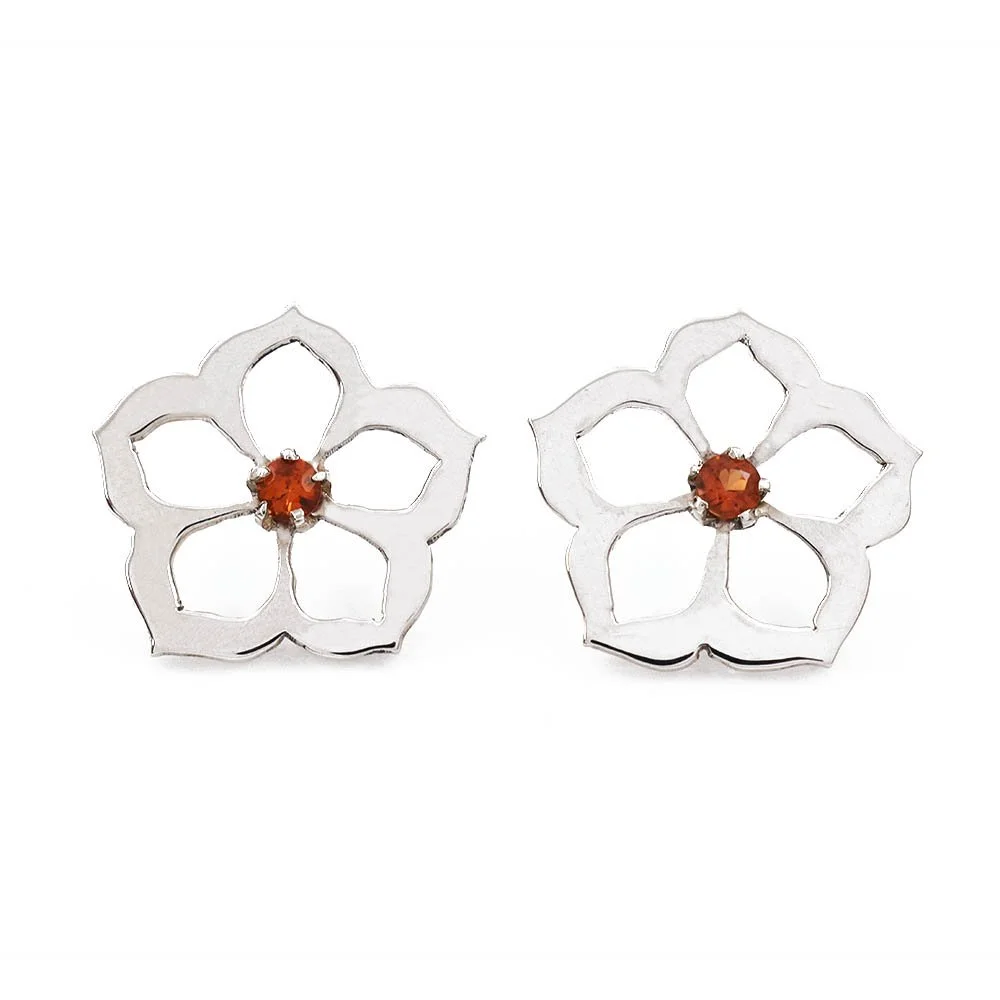 James Cleland Sapphire Flower Earrings Silver Yellow Gold