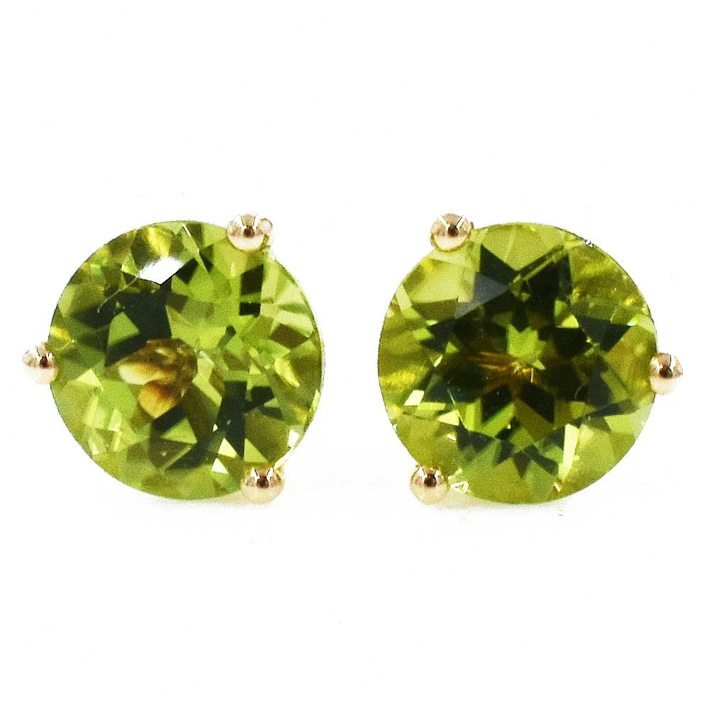 Peridot 6.5mm Stud Earrings Gold