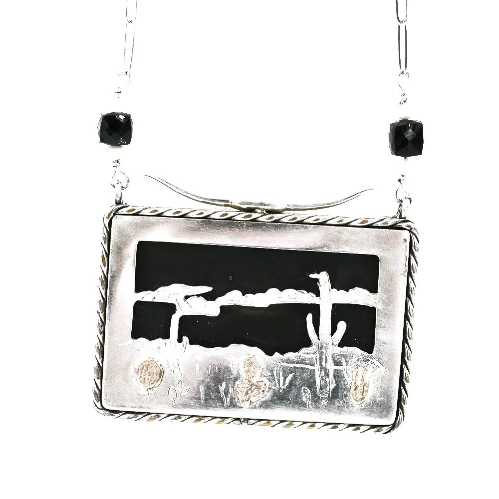 James Cleland Onyx Desert Necklace Gold Sterling Silver