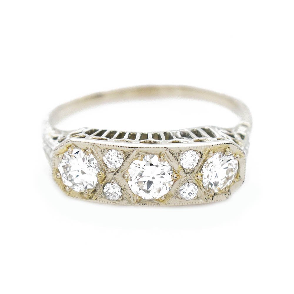 Old Mine Cut Diamond Ring Gold 0.56 Total Carats