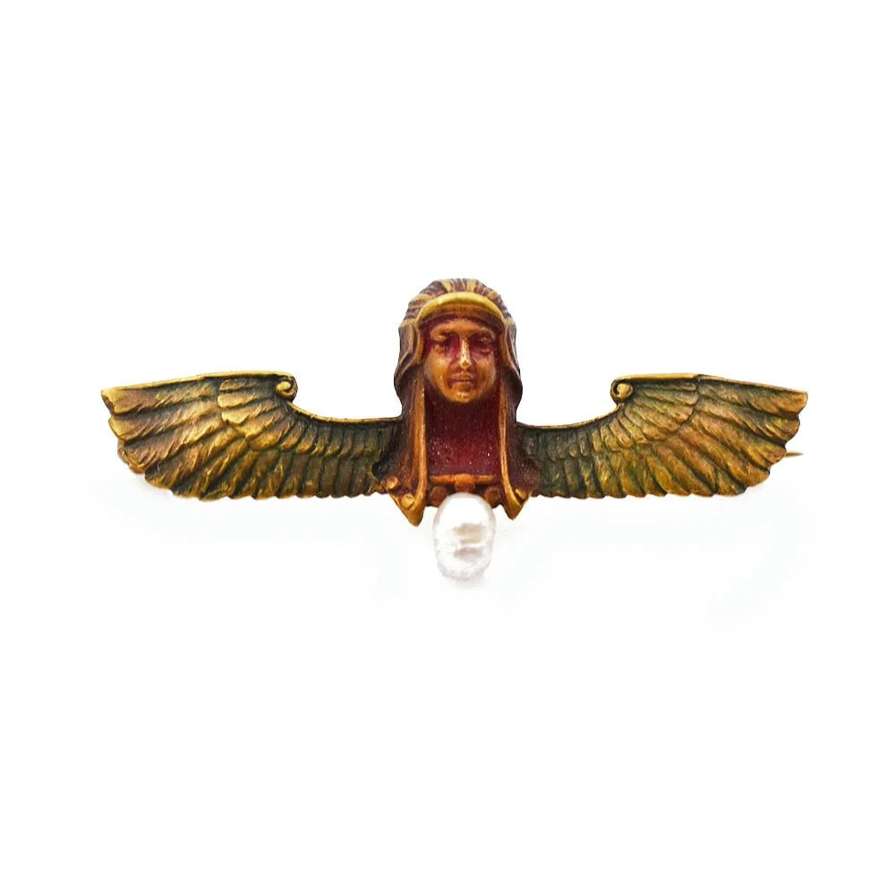Antique Egyptian Revival Brooch Pin Gold
