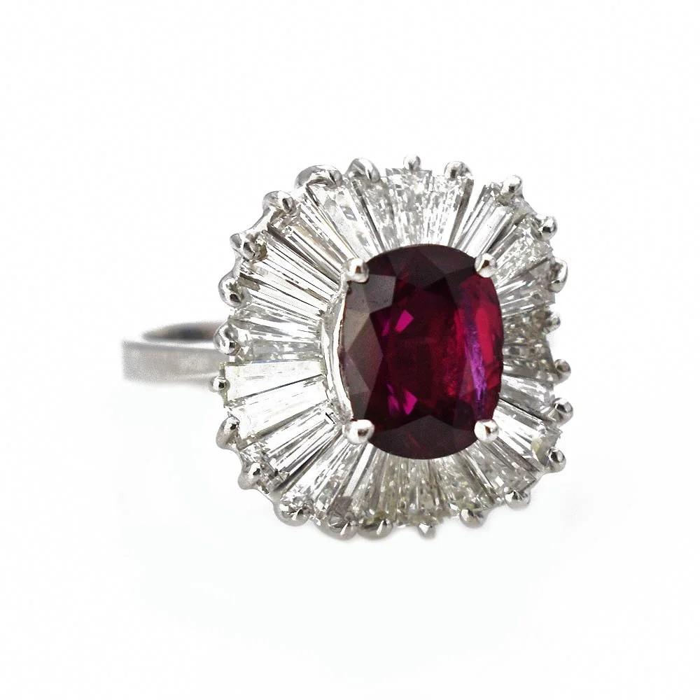 Ruby Diamond Ballerina Gold Ring with SGL Report