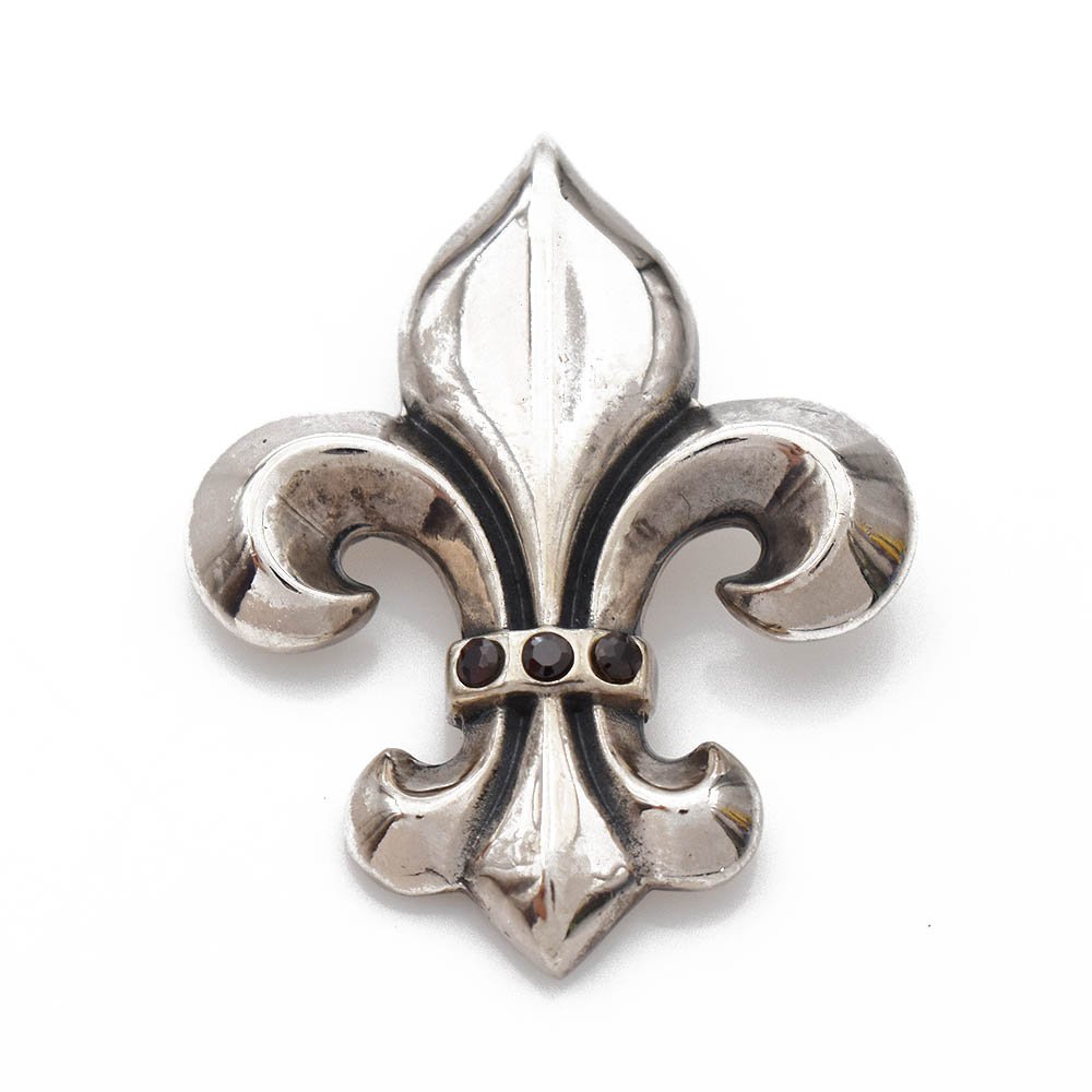 Fleur De Lis Silver Pendant with Garnet Accents