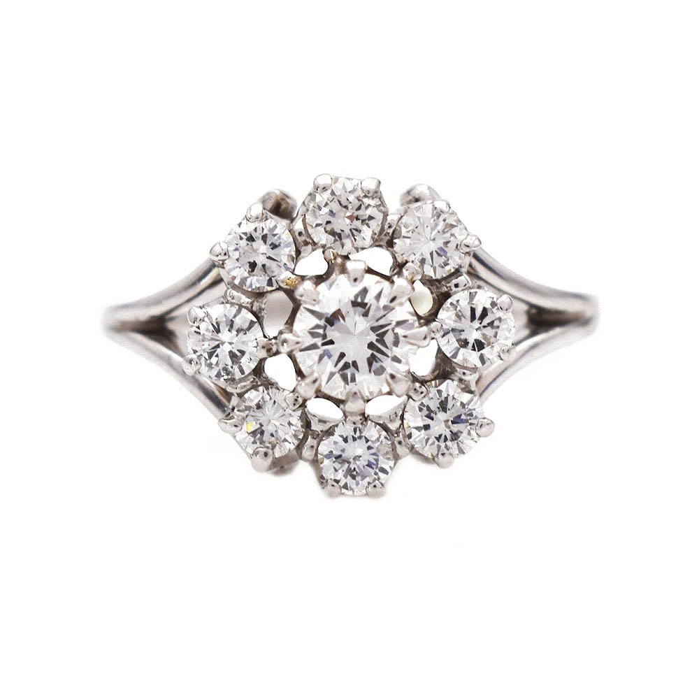 Diamond Cluster Flower Ring Gold