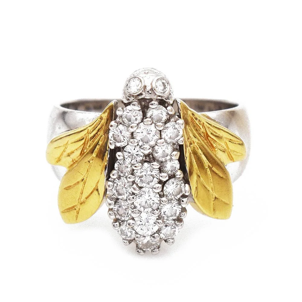Luna Skye Diamond Bee Ring Gold