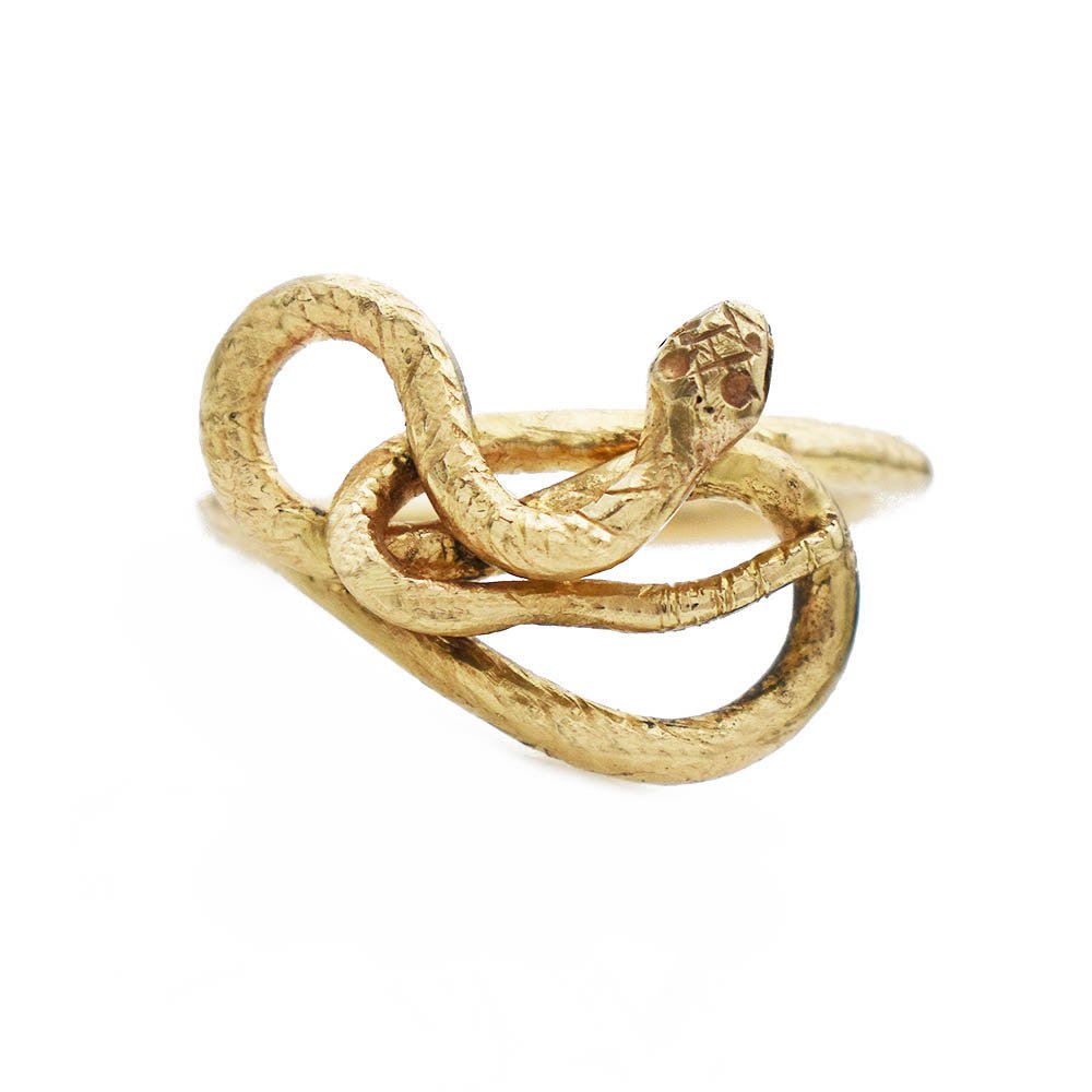 James Cleland Handmade Snake Ring 14 Karat Yellow Gold
