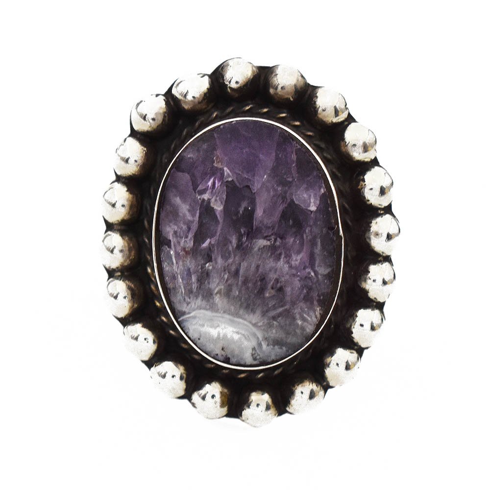 Native American Amethyst Crystal Ring Sterling Silver
