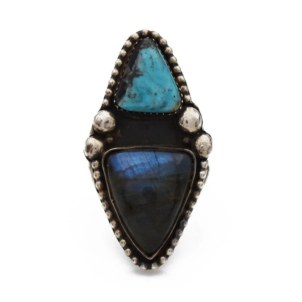 Labradorite Turquoise Sterling Silver Ring