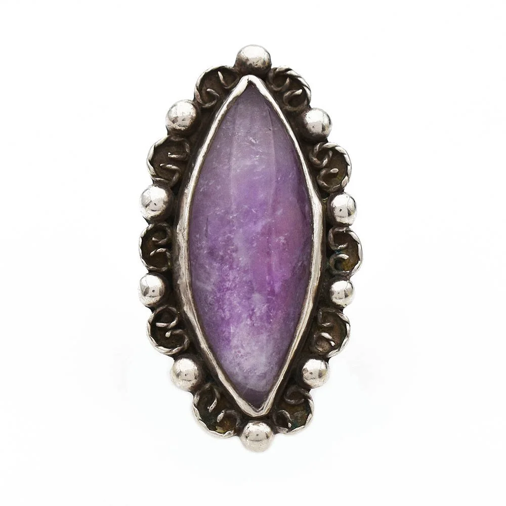 Antique Mexican Amethyst Silver Ring