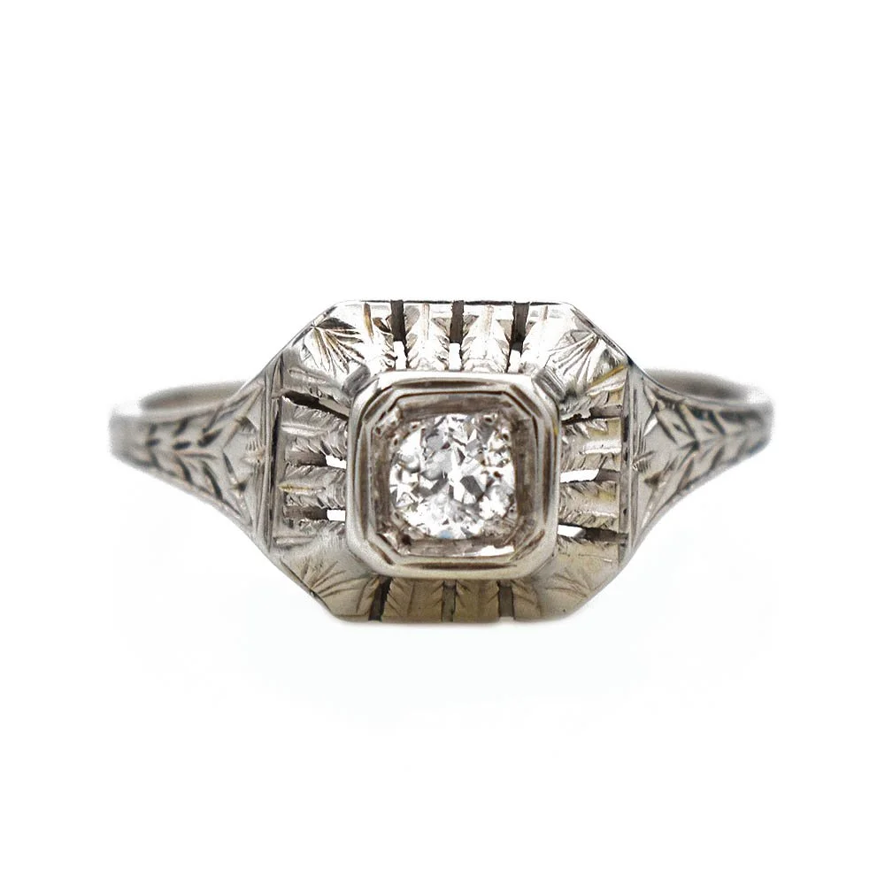 Diamond Engagement Ring 14K White Gold