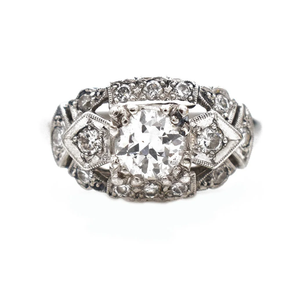 Old European Diamond Platinum Ring