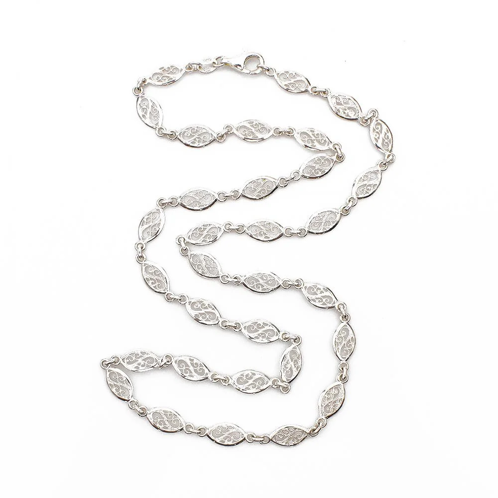 Filigree Fancy Link Italian Necklace Sterling Silver