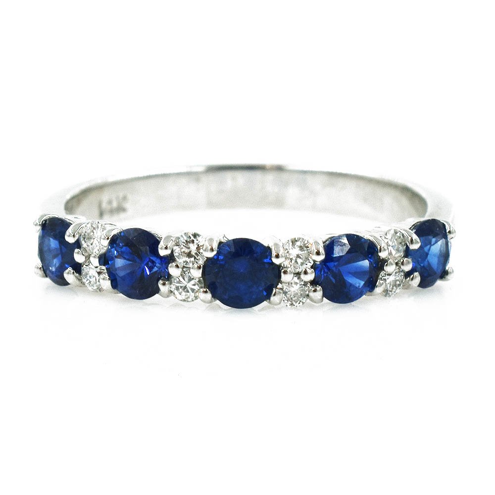 Sapphire Diamond White Gold Band