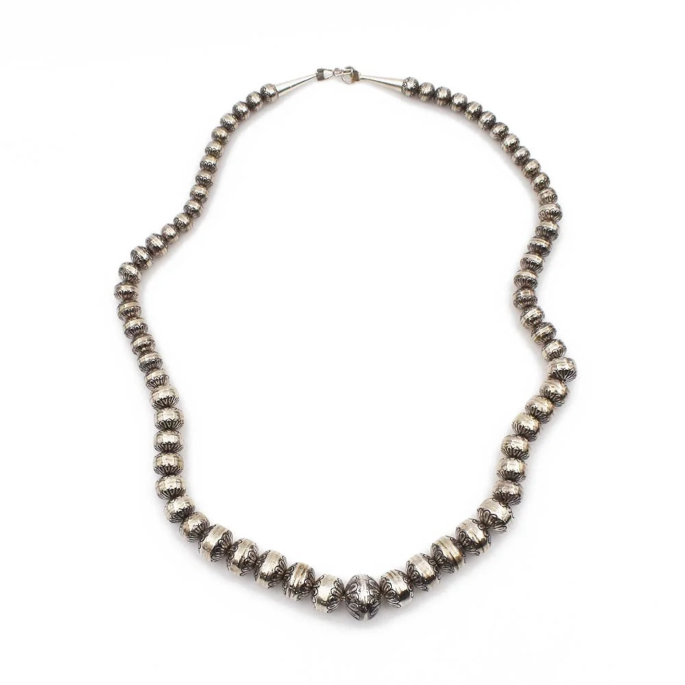 Graduated Navajo Pearl Necklace Sterling Silver