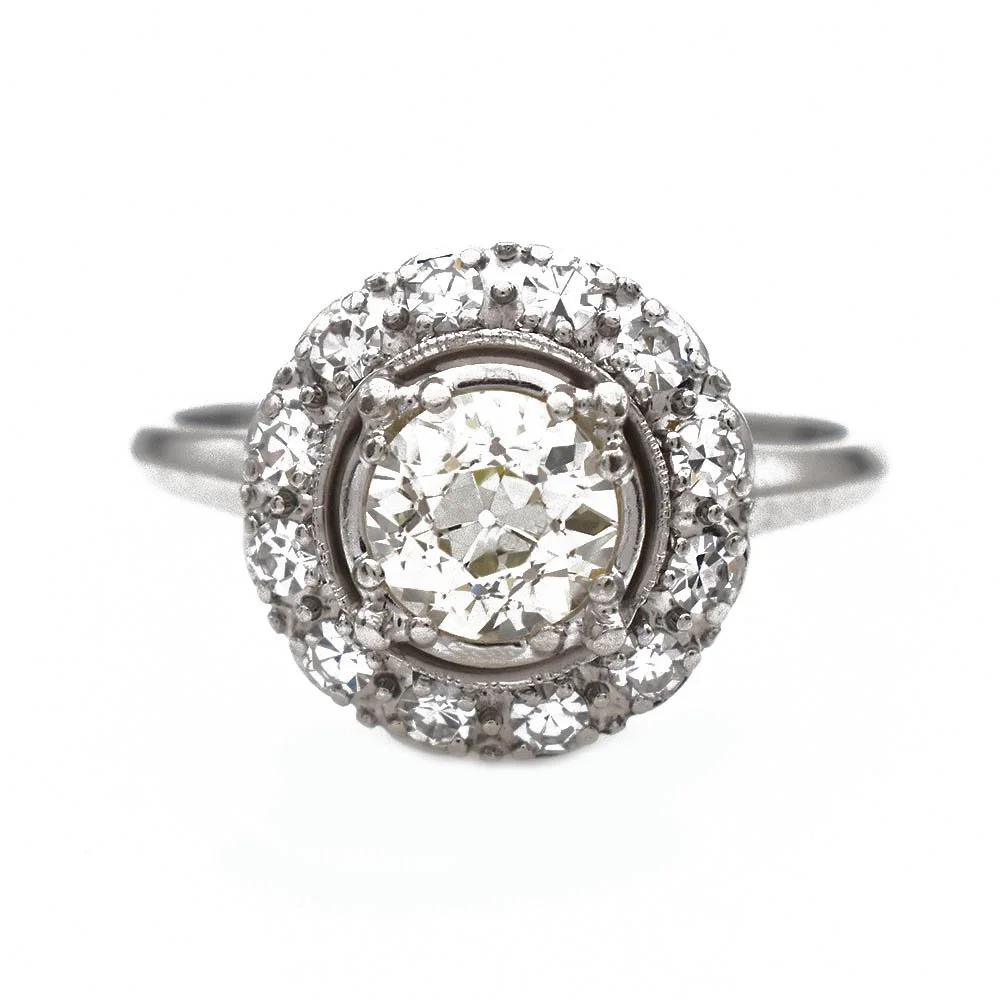 Jabel 1.00 Carat Diamond Halo Ring Platinum