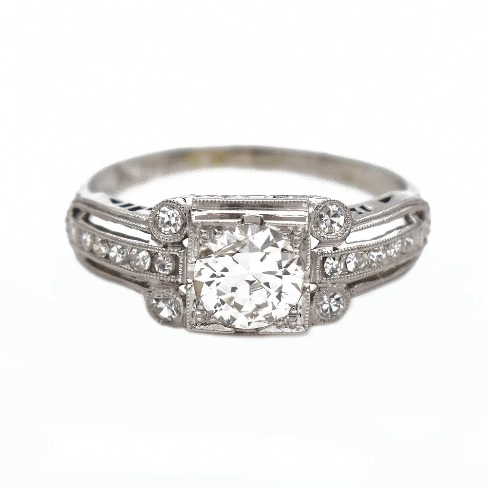 Filigree Vintage Diamond Ring White Gold