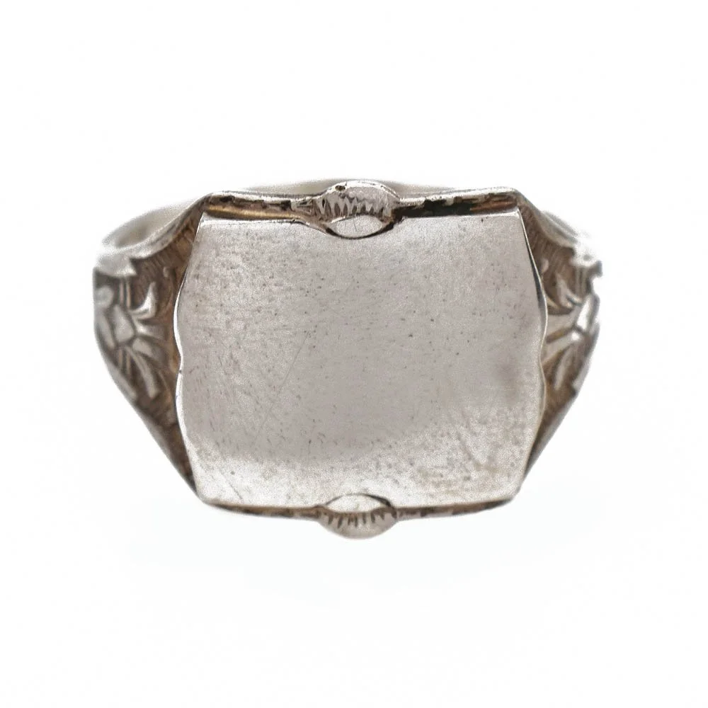 Antique Art Deco Signet Ring Silver