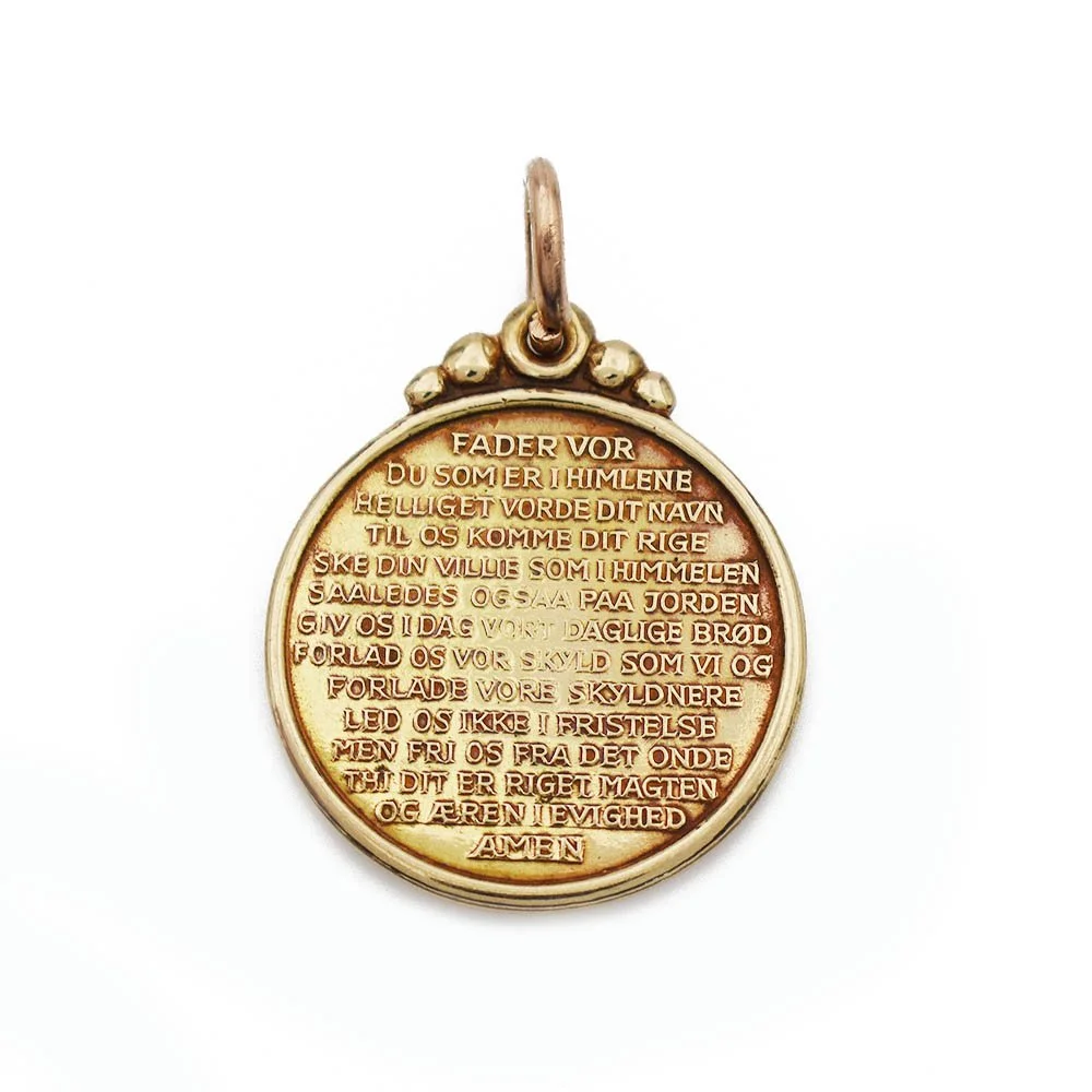 Lord's Prayer in Danish Pendant Charm Gold