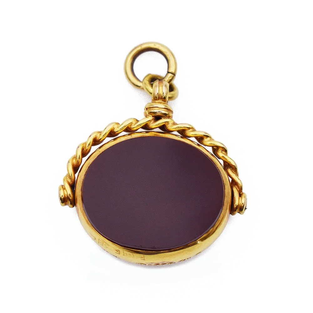 Carnelian Bloodstone Flip Fob Pendant Gold