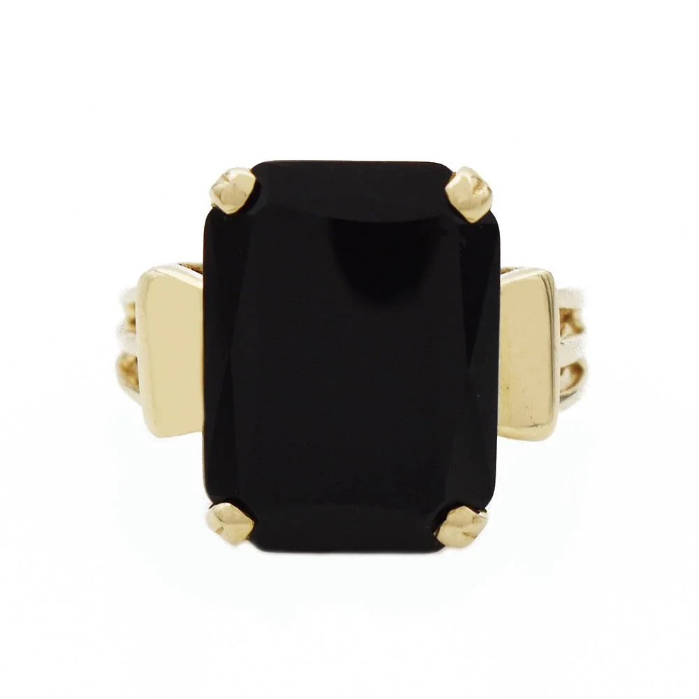 Radiant Cut Black Onyx Ring