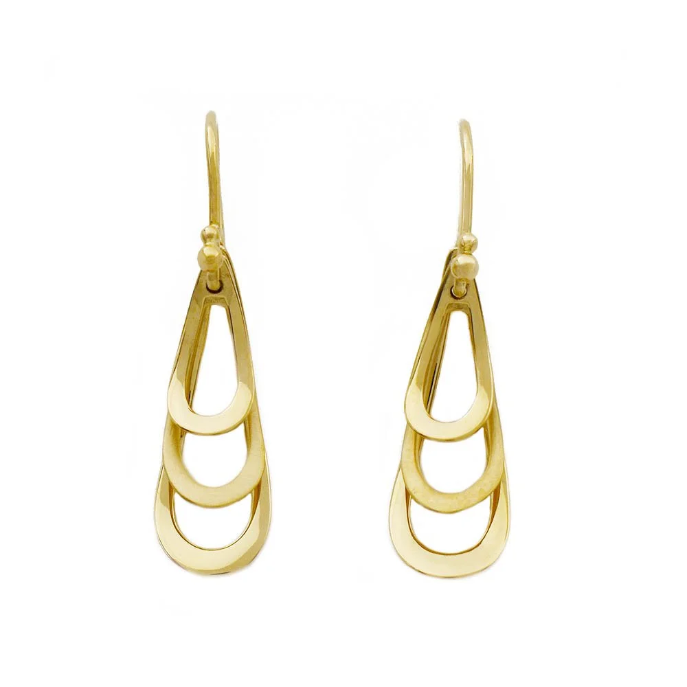 Freeman Triple Teardrop Dangle Earrings Gold