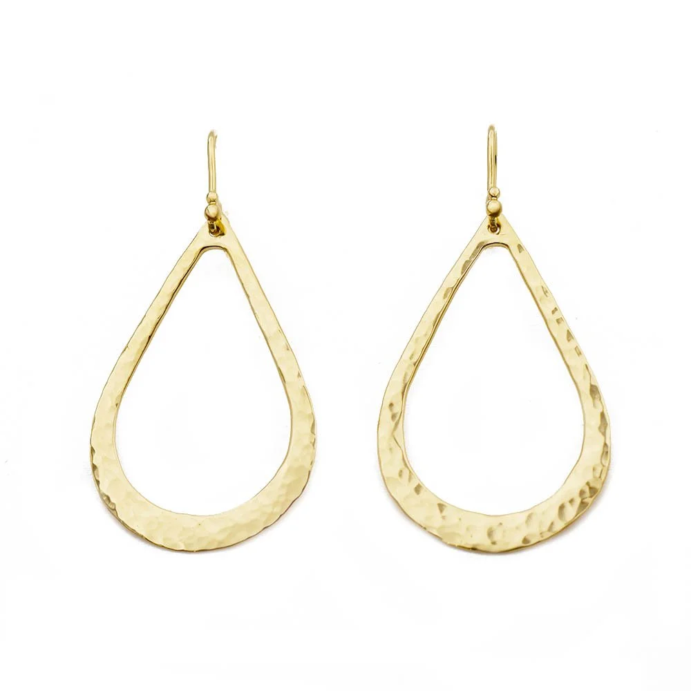Freeman Hammered Large Teardrop Dangle Earrings Gold