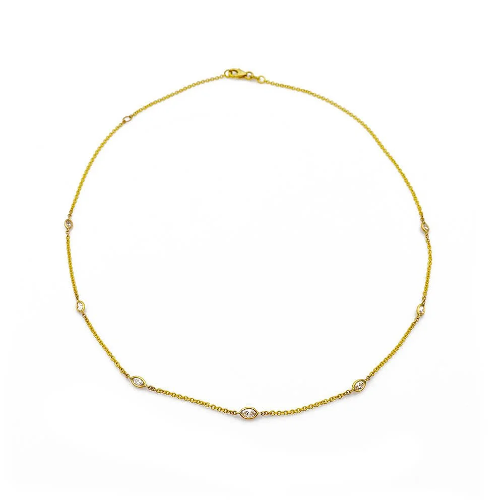 Marquise Diamond Station Necklace Gold