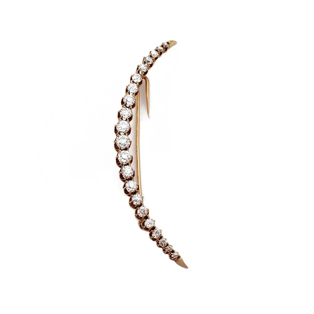Victorian Revival Crescent Moon Pin Gold
