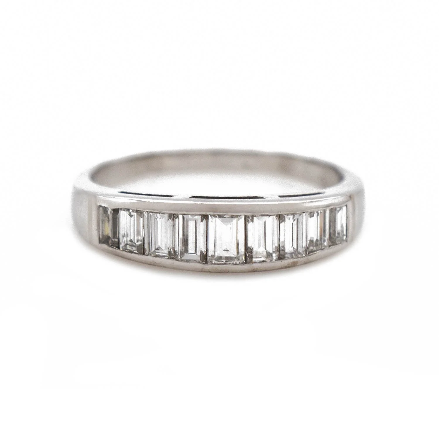 Diamond Baguette Band Ring White Gold