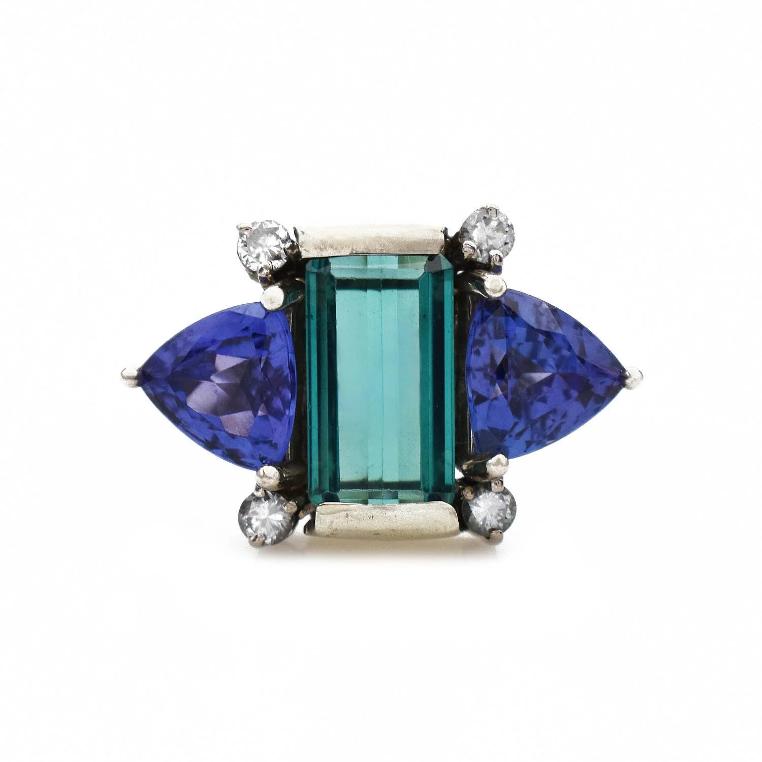 Tourmaline Tanzanite Diamond Ring White Gold