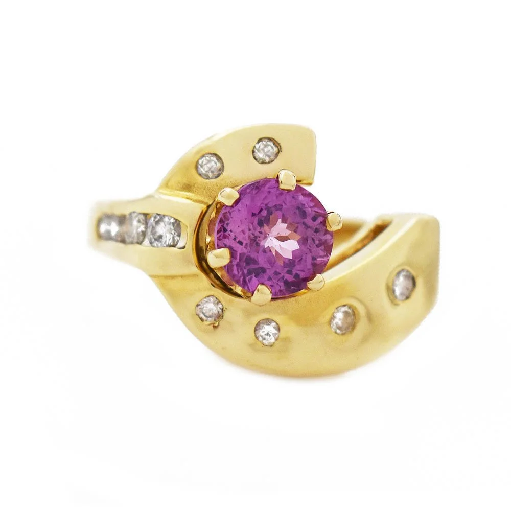 Pink Sapphire Diamond Ring Gold