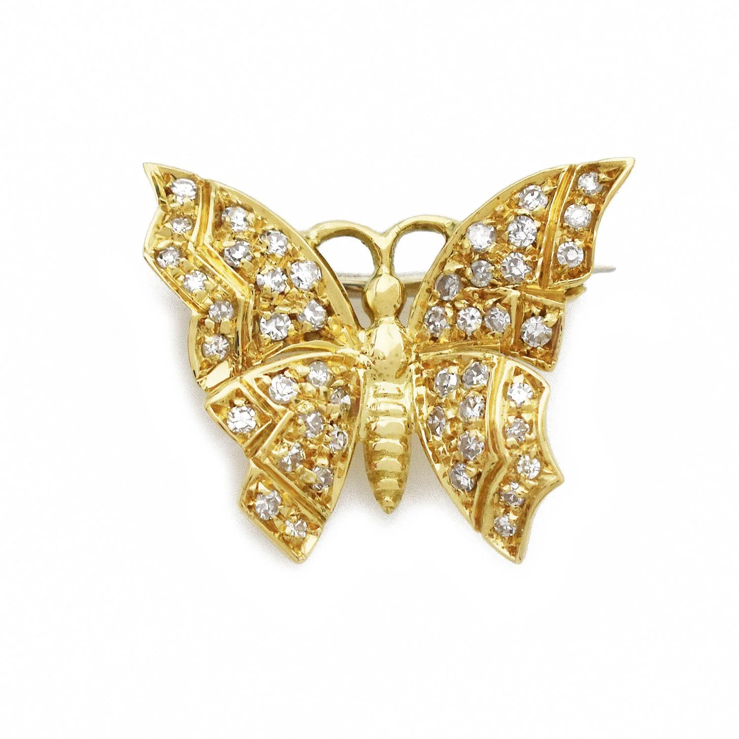 Diamond Butterfly Pin Yellow Gold
