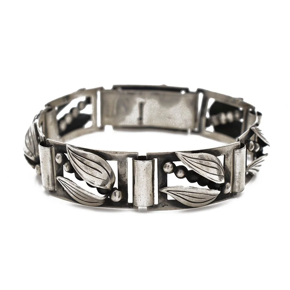 Vintage Swedish Leaf Bracelet Silver