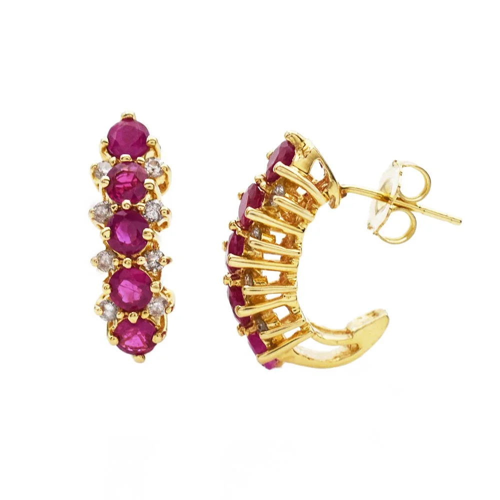 Ruby Diamond Half Hoop Earrings