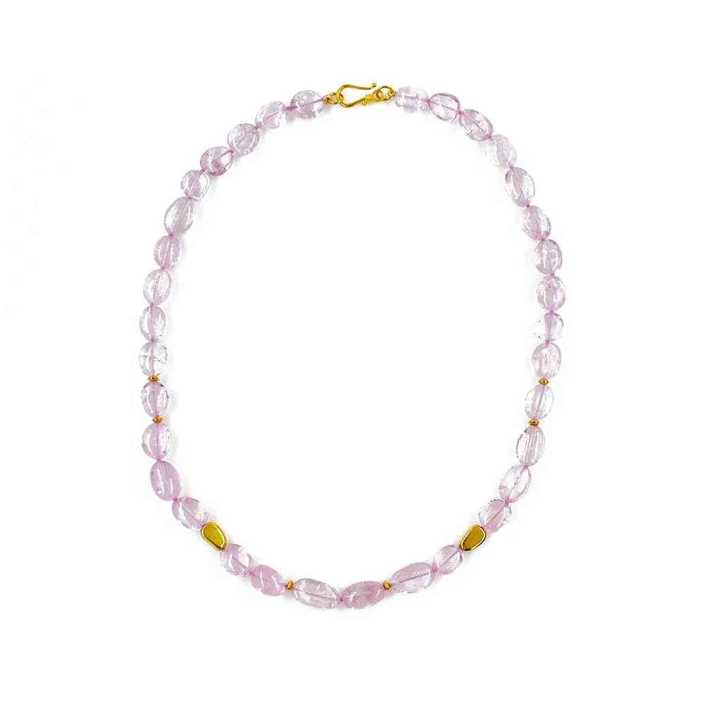 Morganite and Gold Bead Necklace