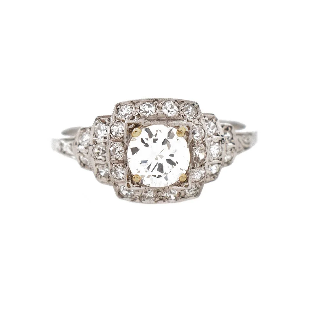 Antique Diamond Platinum Engagement Ring