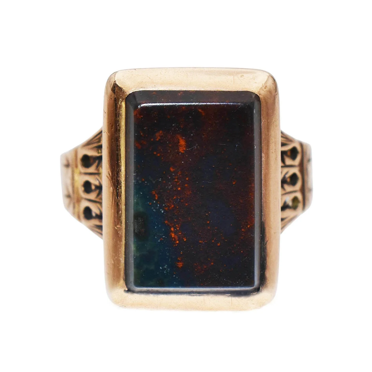 Antique Victorian Bloodstone Ring Rose Gold