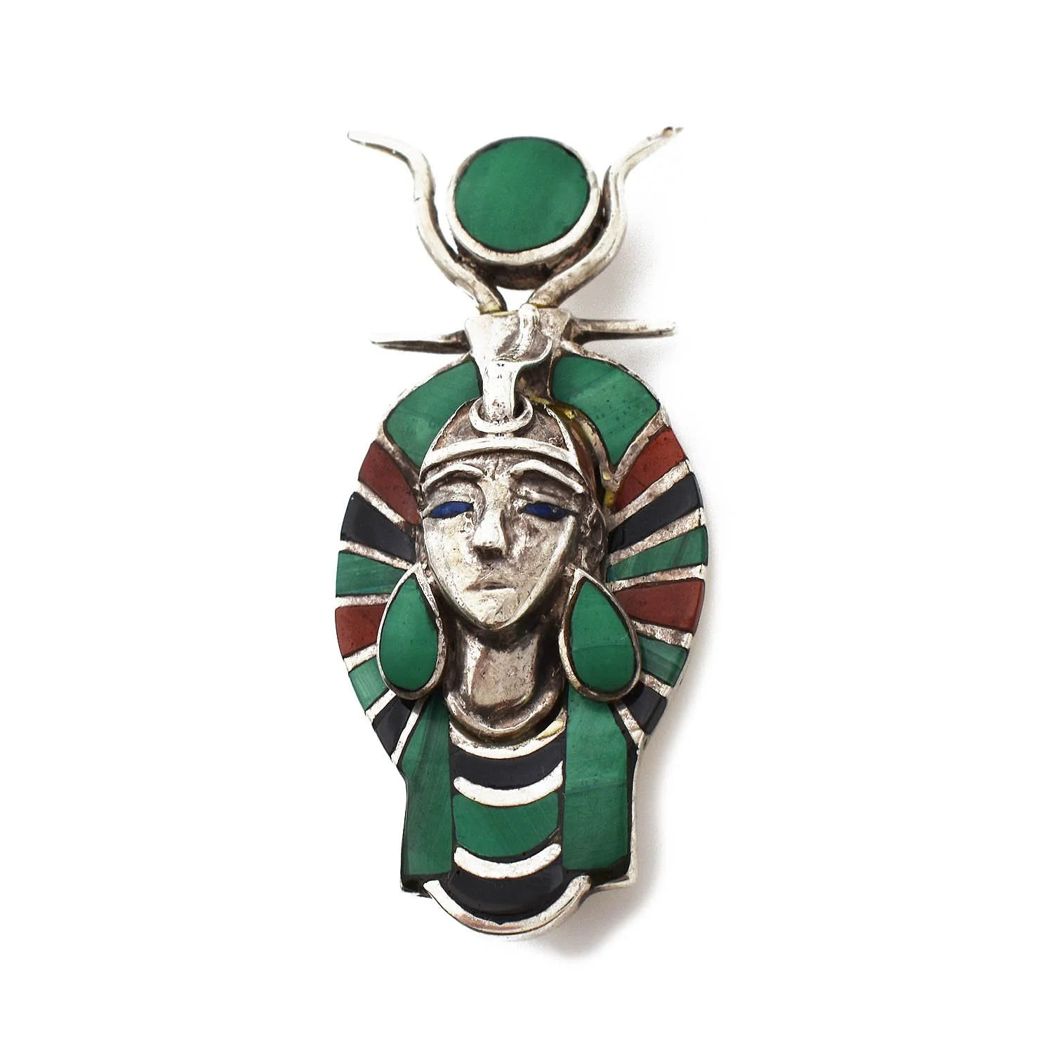 Egyptian Pharaoh Head Pin Pendant Silver