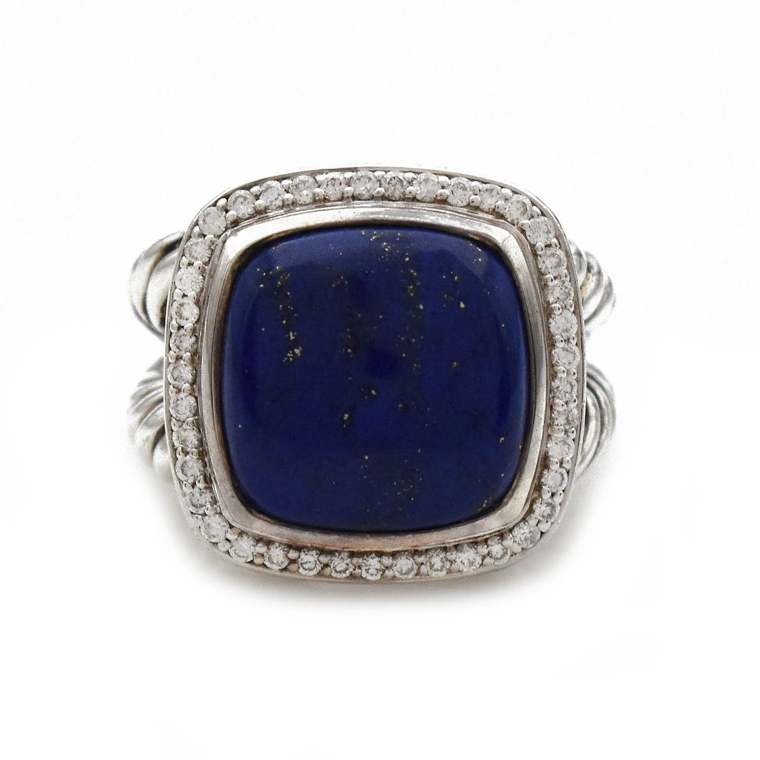 David Yurman Lapis Diamond Albion Ring Silver